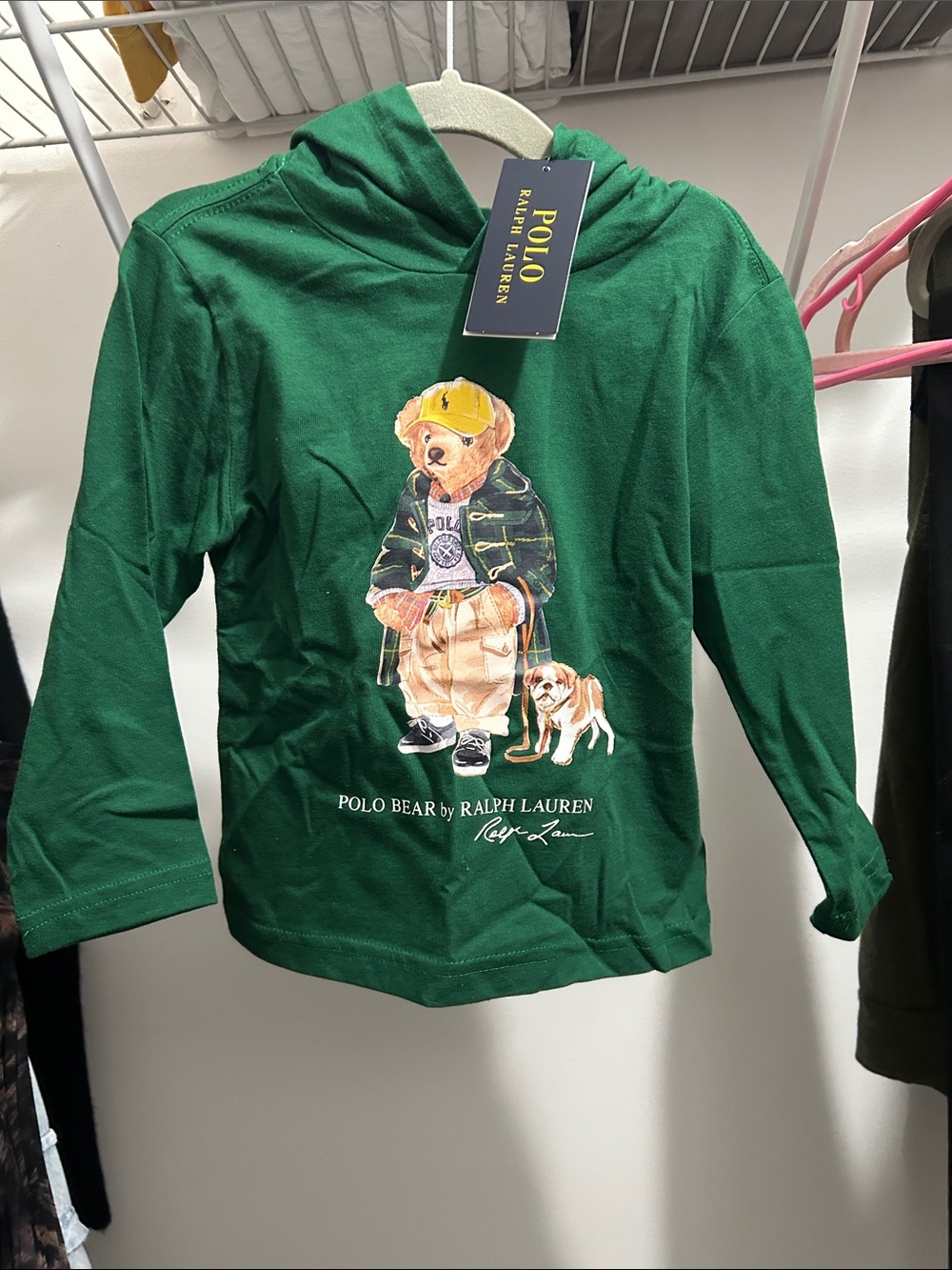 Polo by Ralph Lauren Green Polo Bear Graphic Long-Sleeve Hoodie Top
